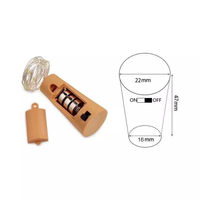 Guirlande lumineuse décorative OEM personnalisée à LED pour bouteille de vin, alimentée par piles bouton, fil de cuivre, IP44, intérieur, 1m, 3500K, blanc chaud