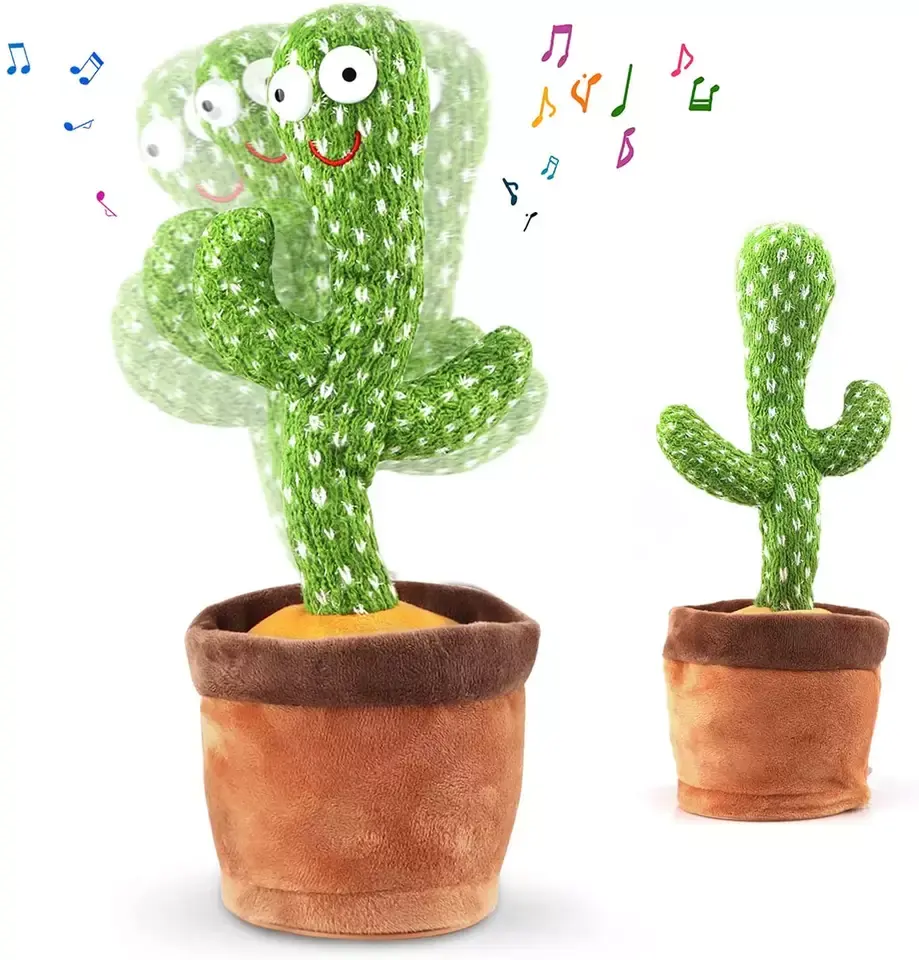 Talking Repeat Singing Sunny Cactus Toy Sunny The Cactus Sing Repeat Dancing Recording LED(120 Songs) Dancing Cactus Toy