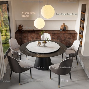 Mesa de comedor giratoria de madera maciza con plato giratorio silencioso de diámetro variable telescópico, personalizable para espacios pequeños y tranquilos. - Product Image 4