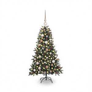 Árbol de Navidad Artificial Verde de 47.24 Pulgadas con 150 Luces LED Blancas Cálidas, Control Manual, Material Plástico, Enchufe de Pared - Product Image 1