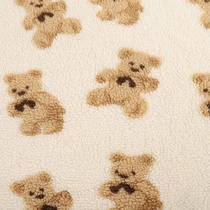 Tissu en polaire sherpa d'agneau 100 % polyester tricoté, respirant, motif jacquard ours en peluche mignon, poids moyen, chaud et doux, pour <span class=keywords><strong>veste</strong></span> à capuche de jouet - Product Image 1