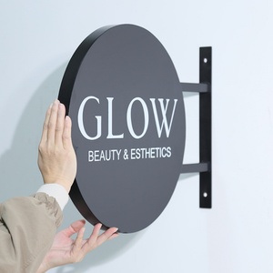 Coffee Shop Hanging Outside <b>Wall</b> Advertising <b>Sign</b> Square Metal <b>Sign</b> Board Custom Business Logo Round Blade <b>Sign</b> - Product Image 6