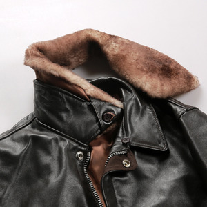 جاكيت للدراجات النارية شوت G1 بحجم الولايات المتحدة ، جاكيت نسائي من جلد طبيعي بني وياقة من الجلد الطبيعي قابلة للفصل - Product Image 3