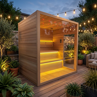 Salle de sauna finlandaise traditionnelle avec bois de pruche moderne et chauffe-eau à pierres pour une expérience spa