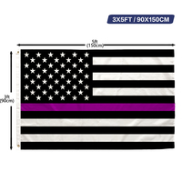 Drapeau américain à ligne violette fine, impression simple face, 3x5 pieds/90x150 cm, symbole de soutien à la sécurité moderne des États-Unis