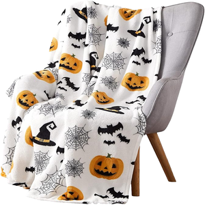 Couverture de canapé personnalisée éco-responsable pour Halloween, motif à pois tricoté, en flanelle et polaire Sherpa, pour toutes les saisons, usage domestique et en voyage - Product Image 4