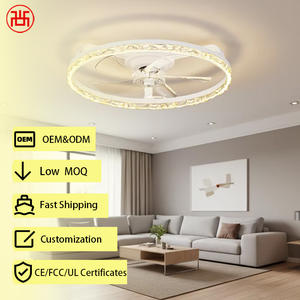 Nordic Minimalist Acrylic LED Electric <b>Fan</b> 5 Blades 6 Wind Speeds <b>Remote</b> <b>Control</b> BLDC Motor Silent Stepless Dimming Outdoor Home - Product Image 1