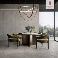 Carrelage grand format aspect travertin gris 1200x2800mm, surface mate, pierre frittée pour café, salle à manger en plein air et décoration de hall
