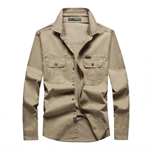 Nueva Llegada: Camisa de Trabajo para Hombre, Estilo <span class=keywords><strong>Vintage</strong></span>, Popelina Antiarrugas, Doble Bolsillo, Manga Larga, Casual, con Botones, para Senderismo y Camping al Aire Libre - Product Image 4