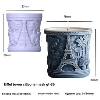 Dumo Tour Eiffel Bougie Moule en silicone Convient pour le bricolage Pot de fleurs en ciment Thème Paris Aromathérapie Moule de décoration intérieure
