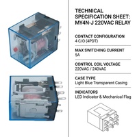 Relé Miniatura MY4N-J MY4NJ 220VAC 24VDC de 14 Pines, Relé Auxiliar Electromagnético 4PDT 5A con Base PYF14A en Stock