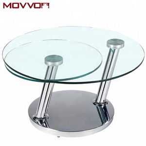 Vente à chaud de meubles de salon de style simple moderne de haute qualité <span class=keywords><strong>table</strong></span> <span class=keywords><strong>basse</strong></span> en <span class=keywords><strong>verre</strong></span> ronde durable avec base chromée - Product Image 1