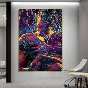 Home Room Decor Abstrait Sexy Homme Femme Corps Nu Baiser Mur Photos mode ssex peinture à l'huile