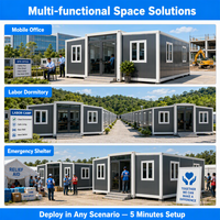 Casa Expandible de Doble Ala con Estructura de Acero Prefabricada, Diseño Plegable, Instalación Rápida para Campamentos de Trabajadores en Obras de Construcción