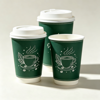 Gobelets en papier blanc à double paroi personnalisés, écologiques, jetables, de qualité alimentaire, 8, 10, 12, 16 oz, biodégradables, recyclables, pour café chaud
