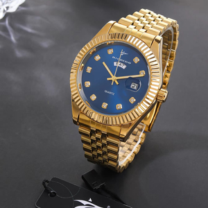 <span class=keywords><strong>Reloj</strong></span> de Cuarzo de Acero Inoxidable de 41 mm <span class=keywords><strong>con</strong></span> Esfera de Diamantes, Calendario, Manecillas Luminosas y Resistente al Agua - Product Image 1
