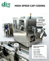 Machine de production avec alimentation automatique de bouchons, tri, codage laser UV, collecte de données QR, téléchargement, rejet des défauts et traçabilité complète