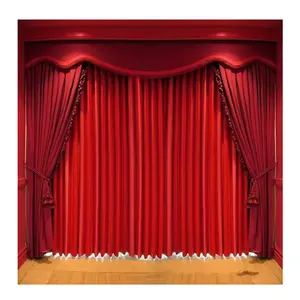 High quality senior velvet fabric Motorized window blinds horizontal blinds Red stage curtain valance