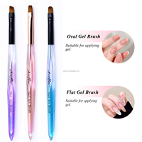 Ensemble de pinceaux à ongles en gel UV avec manche en acrylique, poils en nylon à virole sertie, pinceaux ovales, plats, biseautés, pour la construction d'ongles, multifonctionnels et durables