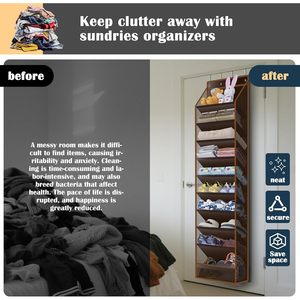 Over The Door <b>Shoe</b> Organizer 10 Pockets Dark Coffee Color Hanging Rack For <b>Shoes</b> Behind Door Wall Storage With Stainless Steel - Product Image 6