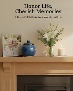 Urna Cineraria Piccola in Ceramica Smaltata Blu per Ceneri Umane o di Animali Domestici, Scatola Commemorativa Elegante per la Casa, Regalo di Condoglianze con Logo Personalizzato Inciso - Product Image 4