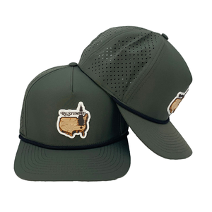 Vintage Two Tone Cream and Forest Green Baseball Cap Leather Explore Patch Outdoor Adventure Sporty <strong>Hat</strong> Wholesale - Product Image 1