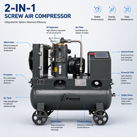 Compresseur d'air à vis VSD 7,5 kW 10 CV 40 CFM 120 PSI avec réservoir de 120 L, roulettes, 380 V 50 Hz triphasé tout-en-un pour service de pneus de camions et automobiles