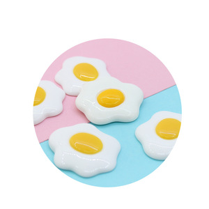Food Poached Eggs and Fried Eggs Flatback Resin Charms for Slime Mobile Case Keychain DIY Craft Decoration