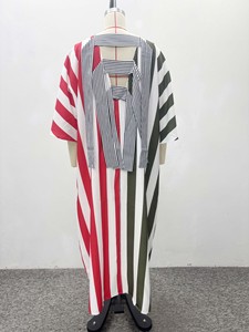 Vestido de manga larga con cuello a rayas en V para mujer, talla grande, estilo africano, moderno, con bolsillos grandes, nuevo vestido largo para mujer - Product Image 6