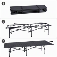 Table de banquet pliable longue de qualité supérieure avec plateau en aluminium noir et base robuste en acier au carbone à double joint en X