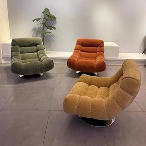 Fauteuil pivotant scandinave minimaliste en velours, fauteuil simple pour salon, chambre, balcon, siège de détente - Product Image 1