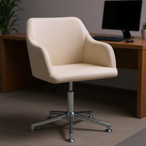 <b>Cream</b> Polyester <b>Office</b> <b>Chair</b> Steel Base Height Adjustable Swivel <b>Chair</b> for <b>Office</b> Use - Product Image 2