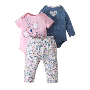 Vêtements pour bébés en gros : Ensemble 3 pièces 100 % coton, comprenant des bodys et un pantalon, pour nouveau-nés - Product Image 5