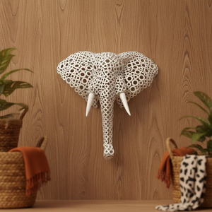<span class=keywords><strong>Scultura</strong></span> <span class=keywords><strong>da</strong></span> Parete Moderna in Stile Retrò a Forma di Testa di Elefante, in Ferro Intagliato e Inciso, per Decorazione Domestica - Product Image 1