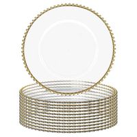 Assiettes de présentation rondes en verre acrylique doré perlé de 13 pouces pour mariage, accessoires de cuisine tendance, vente en gros