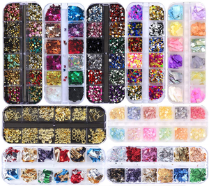 60 Boîtes Accessoires de Gros Autocollants d'Ongles Décorations Bijoux Alliage Métal Pierres Précieuses <span class=keywords><strong>Strass</strong></span> pour Ongles Breloques 3D Nail Art - Product Image 5