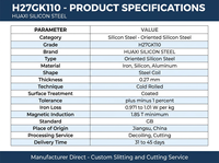 H27GK110 0.27mm CRGO Gulungan Baja Silikon Berorientasi Butiran untuk Laminasi Inti Transformator Distribusi Cold Rolled GB