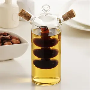Bottiglie per ampolle con Dispenser di olio d'oliva e aceto 2 in 1 bottiglia di olio in vetro trasparente per cucinare in cucina