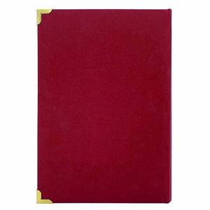 Wholesale 4.5 x 11 Inch Golden Red Menu Cover Custom Made Booklet Menu Cover with Metal Covered Corners Hotel Menus - Product Image 5