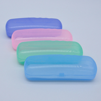 Étui à lunettes rectangulaire transparent couleur bonbon en plastique souple, portable et tendance, avec boucle, personnalisable avec logo