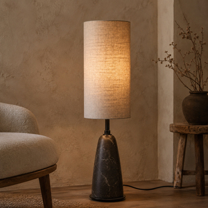 Lámpara de Pie Moderna con Pantalla de Tela y Base de Mármol, Bombilla E26/E27, Luz Cálida, Decorativa para Interiores, Fabricante de Iluminación Personalizada OEM/ODM - Product Image 2