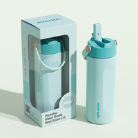 Bouteille d'eau isotherme personnalisée de 500 ml avec poignée de transport et paille pour l'extérieur – Vente en gros