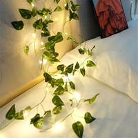 Guirlande Lumineuse LED Feuilles Vertes 10m/5m/2m, Plantes, Feuillages, Lierre Suspendu pour Mariage, Maison, Décoration Murale, Noël