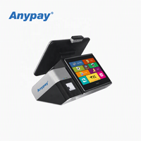 Anypay A9 Çift Dokunmatik Ekranlı Hepsi Bir Arada POS PC Sistemi, Dahili Termal Yazıcı ve Küçük İşletmeler İçin POS Yazılımı ile Nakit Kayıt Cihazı