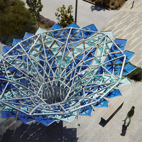 Sculpture paysagère extérieure moderne en acier inoxydable doré soudé, design personnalisé, motif arbre, pour place publique, emblème urbain emblématique