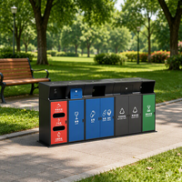 Poubelle en métal durable à compartiments multiples avec bacs intérieurs amovibles pour campus scolaire et espaces publics extérieurs