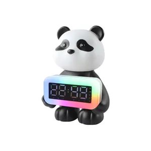 Haut-parleur Bluetooth Panda Intelligent créatif LED avec réveil numérique TF FM Veilleuse cadeau d'anniversaire pour enfants