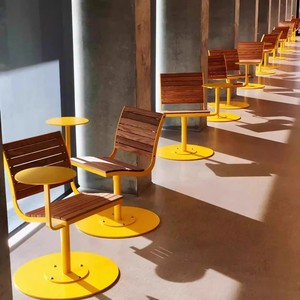 Sedia Girevole Semplice <span class=keywords><strong>da</strong></span> Esterno STG, Sedia Commerciale in Metallo Monoblocco con Tavolino Laterale per Cortili, Caffè, Lounge Bar e Hotel - Product Image 3