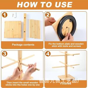 Escurridor de Tazas de Madera de Múltiples Niveles, Soporte Giratorio para Exhibición de Tazas, Organizador de Escritorio de 2 Niveles Redondo con Base - Product Image 5