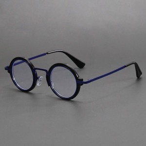Nouveaux hommes élégants <span class=keywords><strong>lunettes</strong></span> optiques bleu <span class=keywords><strong>Anti</strong></span> <span class=keywords><strong>lumière</strong></span> noir alliage d'argent <span class=keywords><strong>petit</strong></span> rond 2025 - Product Image 5